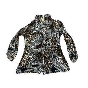 Cache Animal Leopard Print Paisley  Top S